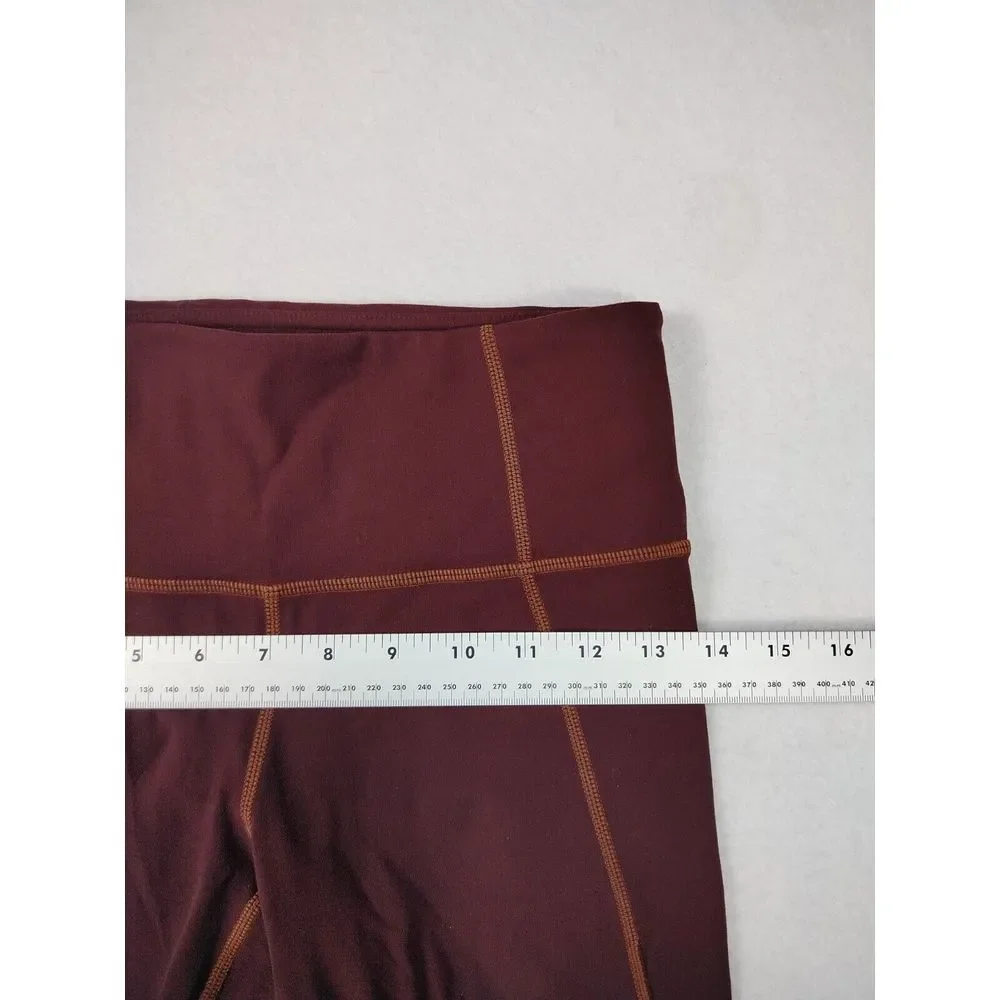Athleta‎ Leggings Women's Small Maroon Salutation Crop Capri Athleisure Athletic